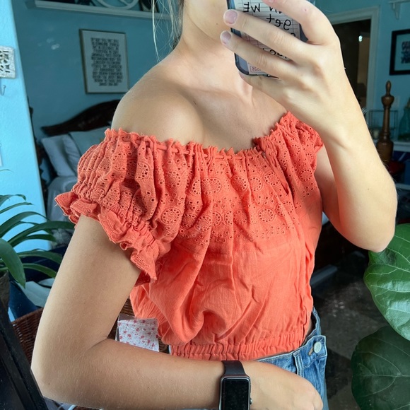 NWT Free People Eyelet You A Lot Crop Orange - Picture 6 of 10